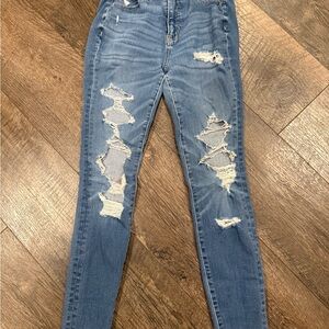 American Eagle Outfitters Ripped Blue Skinny Jeans